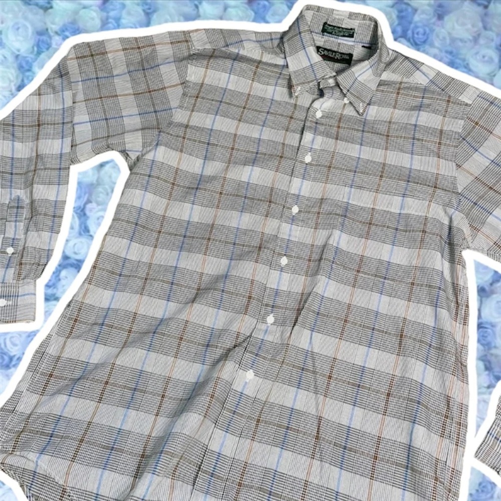 Vintage Savile Row Shirt Long Sleeved Collared Button Down Single Needle Tailor